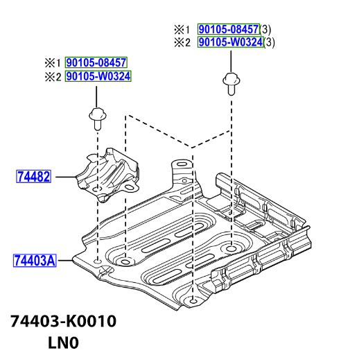 Schemat mocowania typu A z podstawą 74403-K0010 pod akumulator LN0